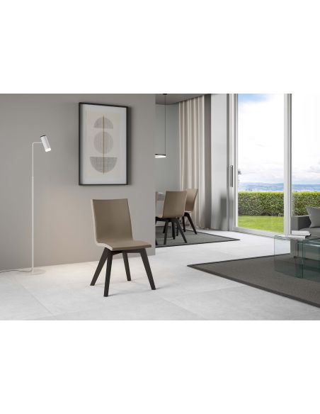 Sedia da cucina imbottita con gambe in legno Linette