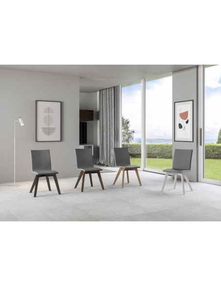 Sedia da cucina imbottita con gambe in legno Linette