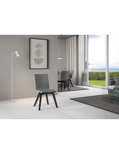 Sedia da cucina imbottita con gambe in legno Linette