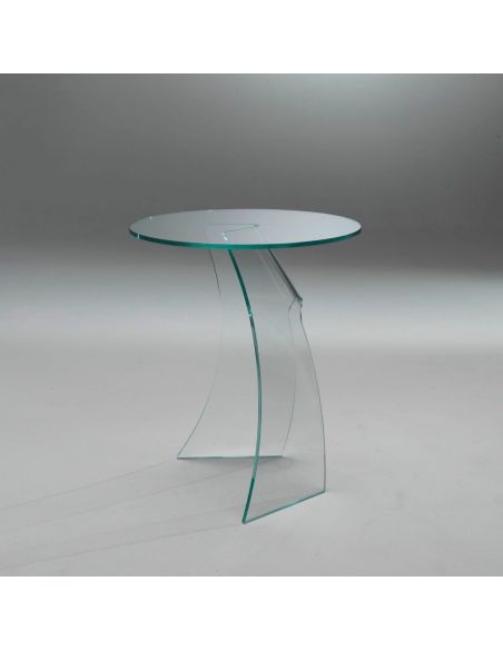 Tavolino da salotto lato divano in vetro curvato opti-white Charlie