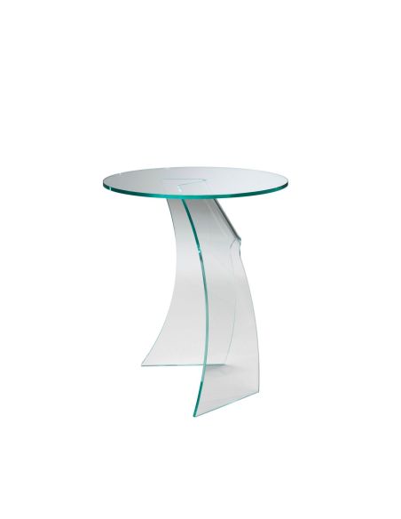 Tavolino da salotto lato divano in vetro curvato opti-white Charlie