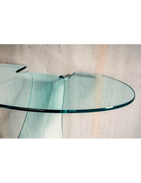Consolle da ingresso in vetro curvato trasparente Jimmy