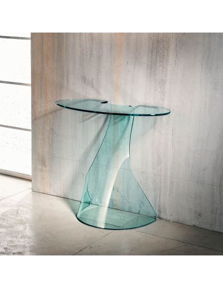 Consolle da ingresso in vetro curvato trasparente Jimmy