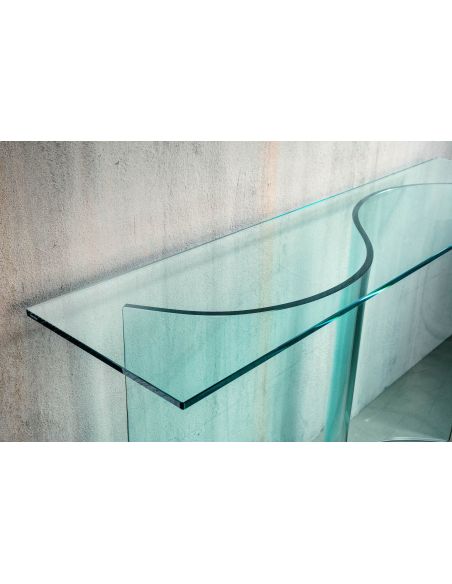 Consolle da ingresso in vetro curvato trasparente Slalom