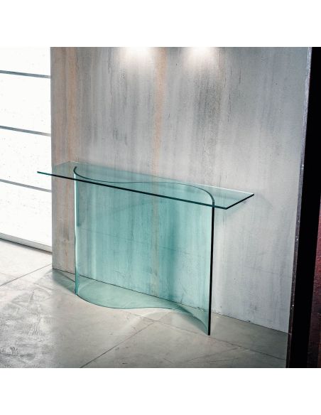 Consolle da ingresso in vetro curvato trasparente Slalom