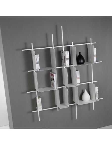 Libreria da parete in acciaio tubolare Etere2