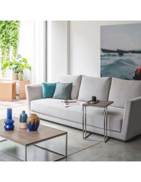 Tavolino da salotto lato divano in acciaio e laminato Polite