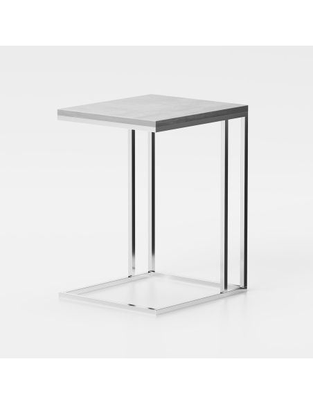 Tavolino da salotto lato divano in acciaio e laminato Polite