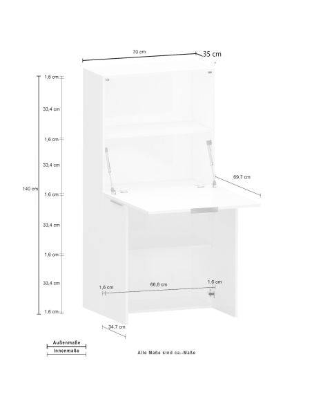 Scrivania a scomparsa con scaffali Geometry