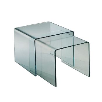 Coppia tavolini in vetro curvato sovrapponibili Britta R0 2