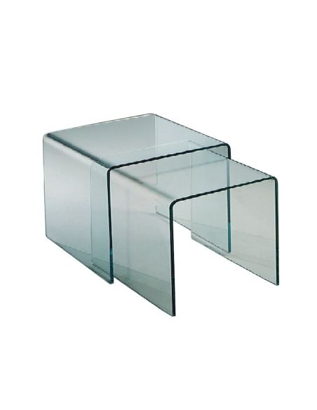 Coppia tavolini in vetro curvato sovrapponibili Britta R0 Coppia tavolini in vetro curvato sovrapponibili Britta R0
