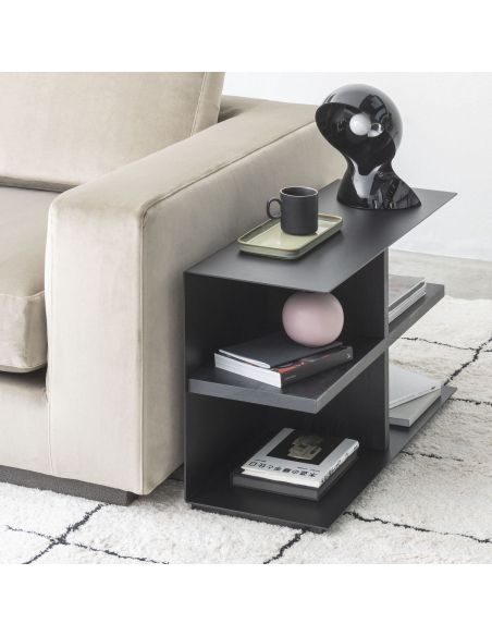 Mobile lato divano in acciaio e laminato Devon