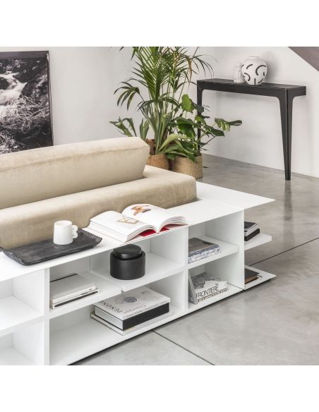 Mobile lato divano in acciaio e laminato Devon