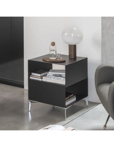 Tavolino comodino design moderno in acciaio Larry Tavolino comodino design moderno in acciaio Larry