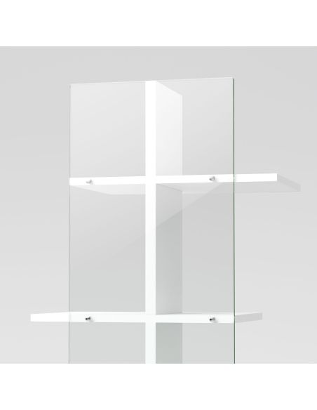 Libreria a colonna in vetro e legno laminato Laddy