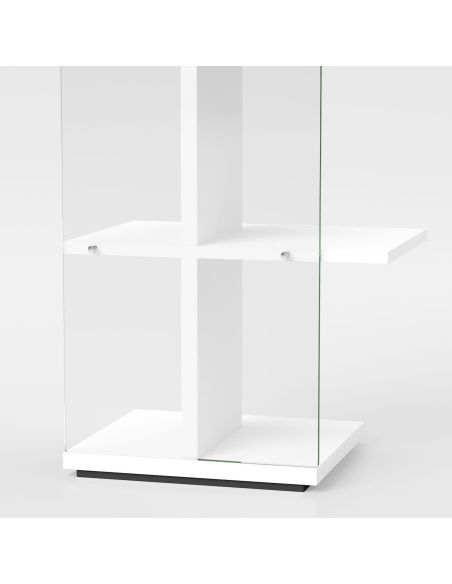 Libreria a colonna in vetro e legno laminato Laddy