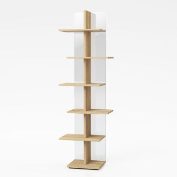 Libreria a colonna in vetro e legno laminato Laddy 2