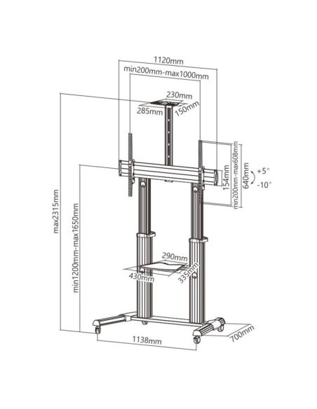 Carrello porta tv grandi dimensioni 60 - 100" su ruote Fabian Carrello porta tv grandi dimensioni 60 - 100" su ruote Fabian