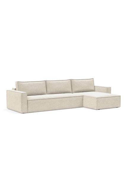 Divano letto matrimoniale con penisola Newilla Lounger - 357 Taura, Off White