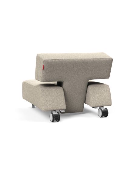 Poltrona con ruote trasformabile in pouf Longhorn - 539 Bouclé Beige