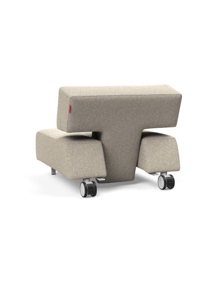 Poltrona con ruote trasformabile in pouf Longhorn - 539 Bouclé Beige