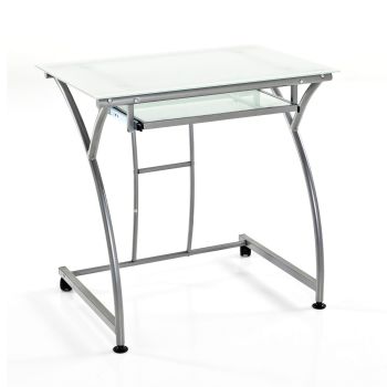 Scrivania porta PC in metallo e vetro Keitel 2