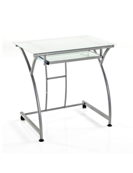 Scrivania porta PC in metallo e vetro Keitel