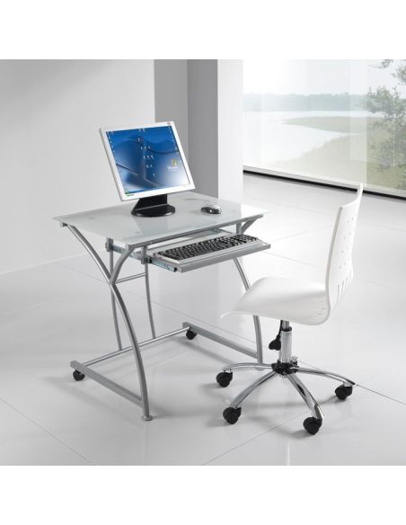 Scrivania porta PC in metallo e vetro Keitel