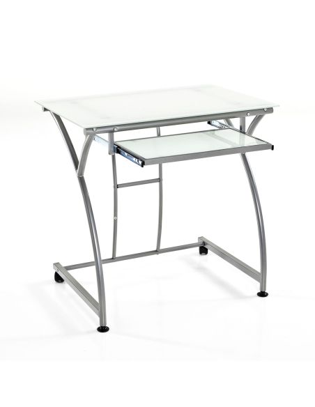 Scrivania porta PC in metallo e vetro Keitel