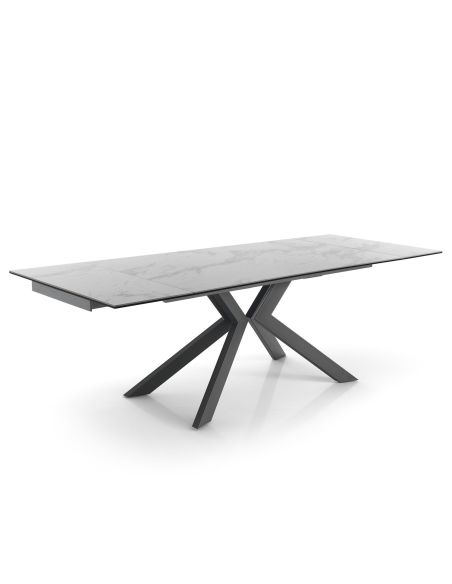 Tavolo da cucina allungabile in metallo e ceramica Gable Marble