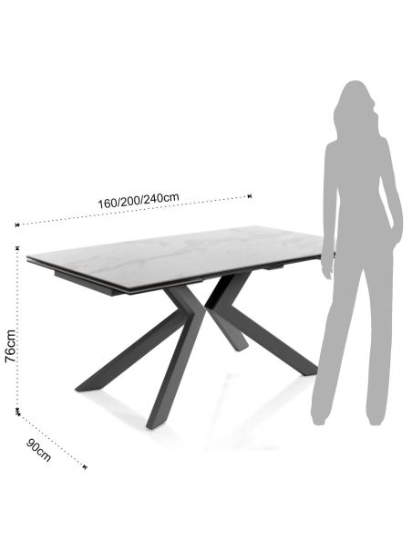 Tavolo da cucina allungabile in metallo e ceramica Gable Marble