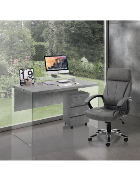 Poltrona da ufficio in pelle sintetica Branny Grey