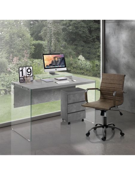 Sedia ufficio in pelle sintetica Mastery Small Old Brown