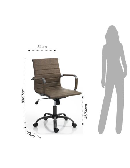 Sedia ufficio in pelle sintetica Mastery Small Old Brown