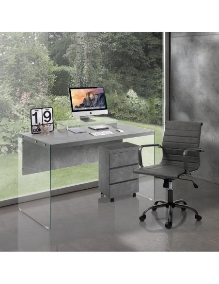Sedia ufficio in pelle sintetica Mastery Small Old Grey Sedia ufficio in pelle sintetica Mastery Small Old Grey