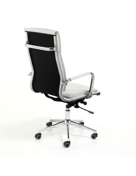 Sedia ufficio in pelle sintetica bianca Goran