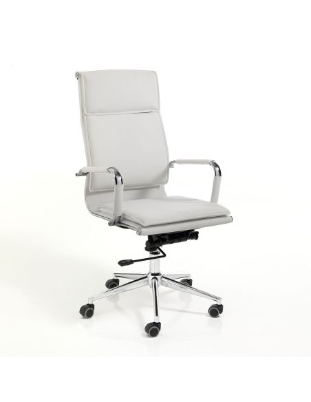 Sedia ufficio in pelle sintetica bianca Goran