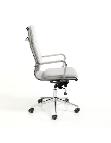 Sedia ufficio in pelle sintetica bianca Goran