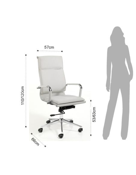 Sedia ufficio in pelle sintetica bianca Goran