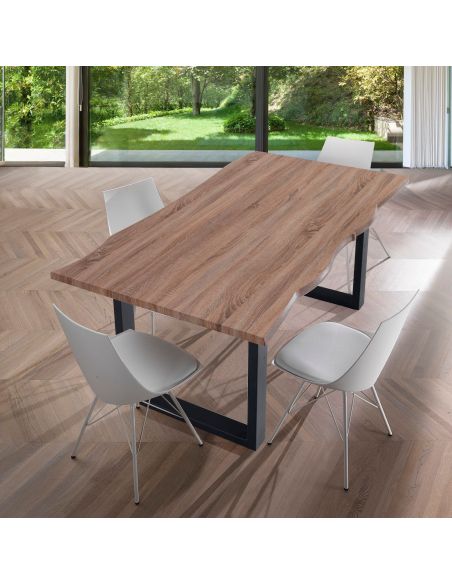 Tavolo da pranzo rettangolare con piano in legno Dolan B