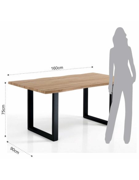 Tavolo da pranzo rettangolare con piano in legno Dolan B