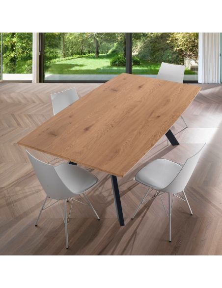 Tavolo da pranzo rettangolare con piano in legno Dolan C