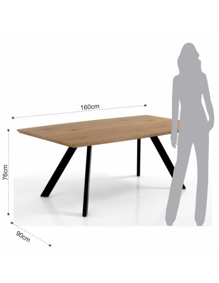 Tavolo da pranzo rettangolare con piano in legno Dolan C