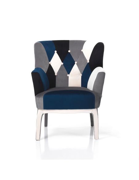 Poltrona e pouf in tessuto patchwork Axel