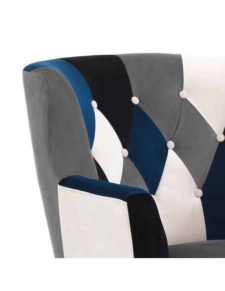 Poltrona e pouf in tessuto patchwork Axel