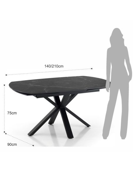 Tavolo da pranzo allungabile con piano in ceramica SimonB