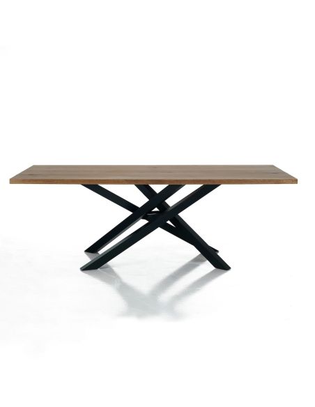 Tavolo da pranzo con piano in legno massello Gerard