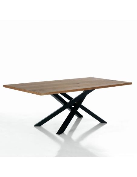 Tavolo da pranzo con piano in legno massello Gerard