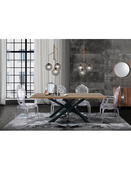 Tavolo da pranzo con piano in legno massello Gerard