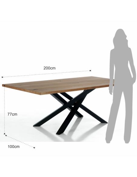 Tavolo da pranzo con piano in legno massello Gerard